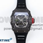 RM035 Black Carbon SONIC Best Edition Skeleton Dial on Black Rubber Strap Clone RMUL2