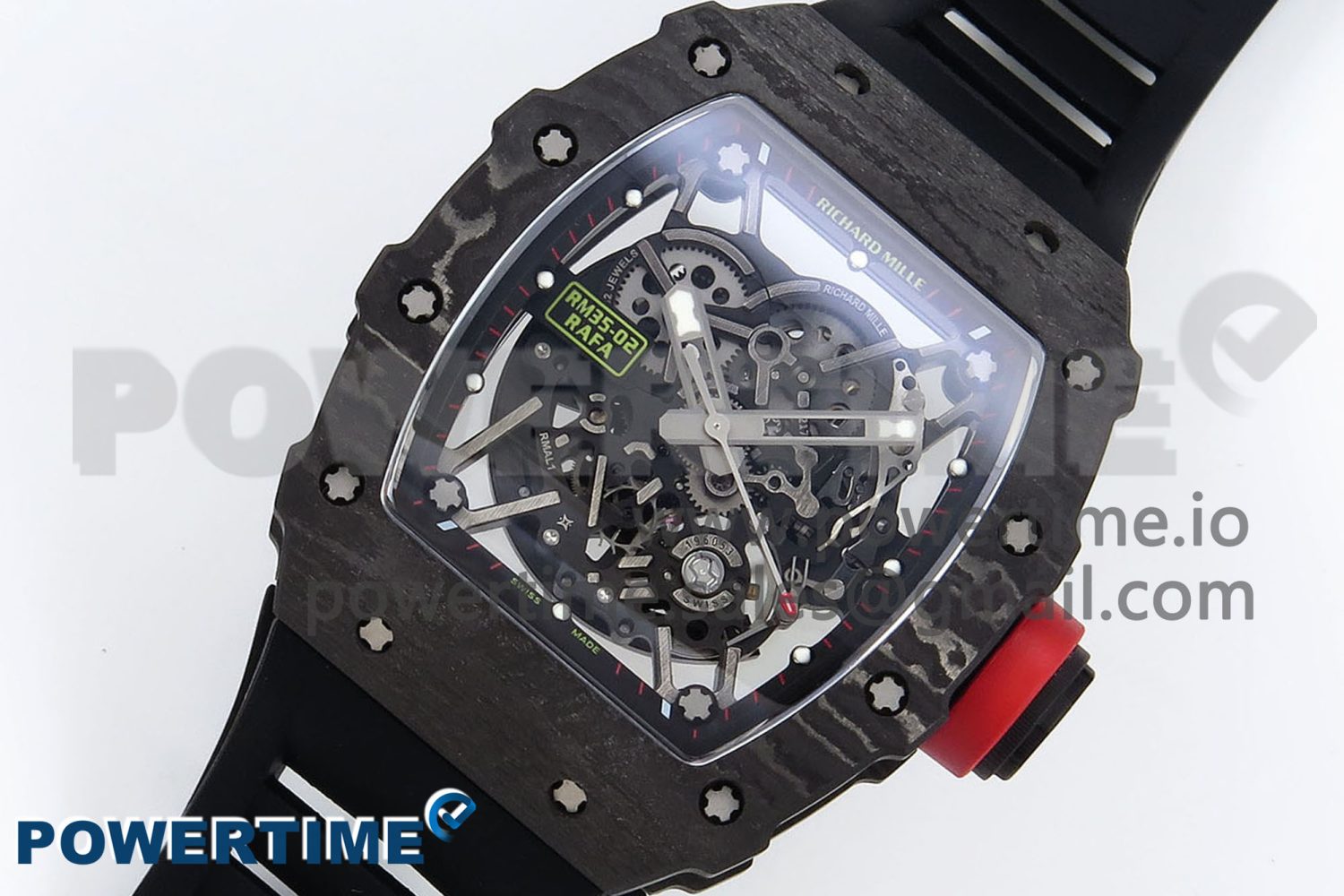 RM035 Black Carbon SONIC Best Edition Skeleton Dial on Black Rubber Strap Clone RMUL2 - Image 2
