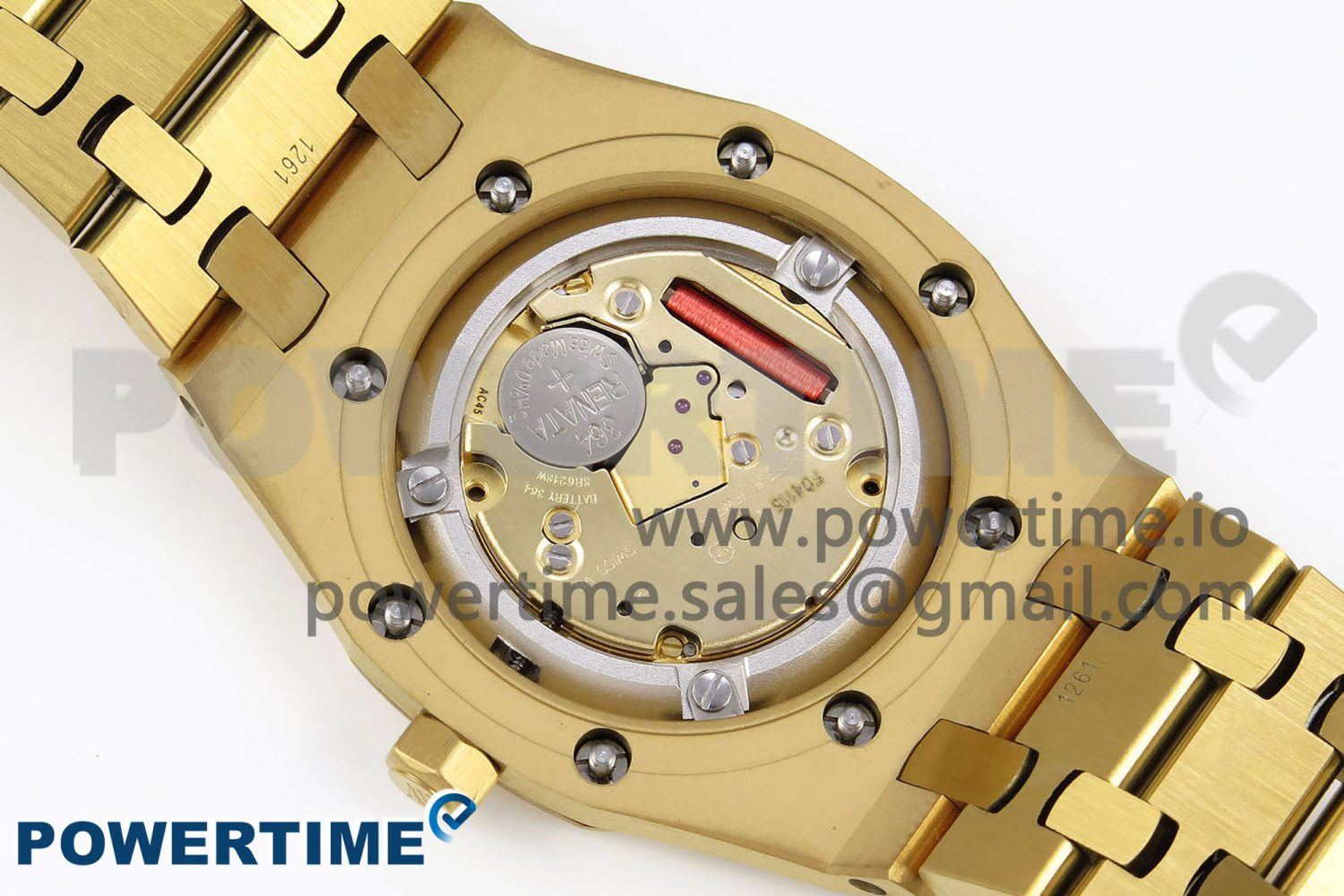 Lady Royal Oak 33mm 67651 Diamonds Bezel YG ZF 1:1 Best Edition White Textured Dial on YG Bracelet RONDA Quartz - Image 9