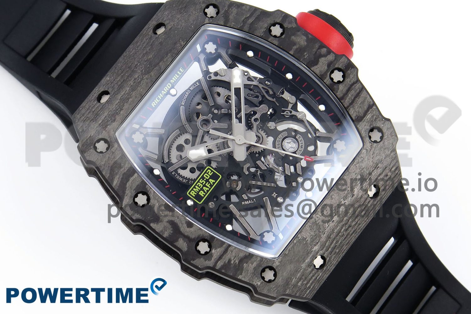 RM035 Black Carbon SONIC Best Edition Skeleton Dial on Black Rubber Strap Clone RMUL2 - Image 3