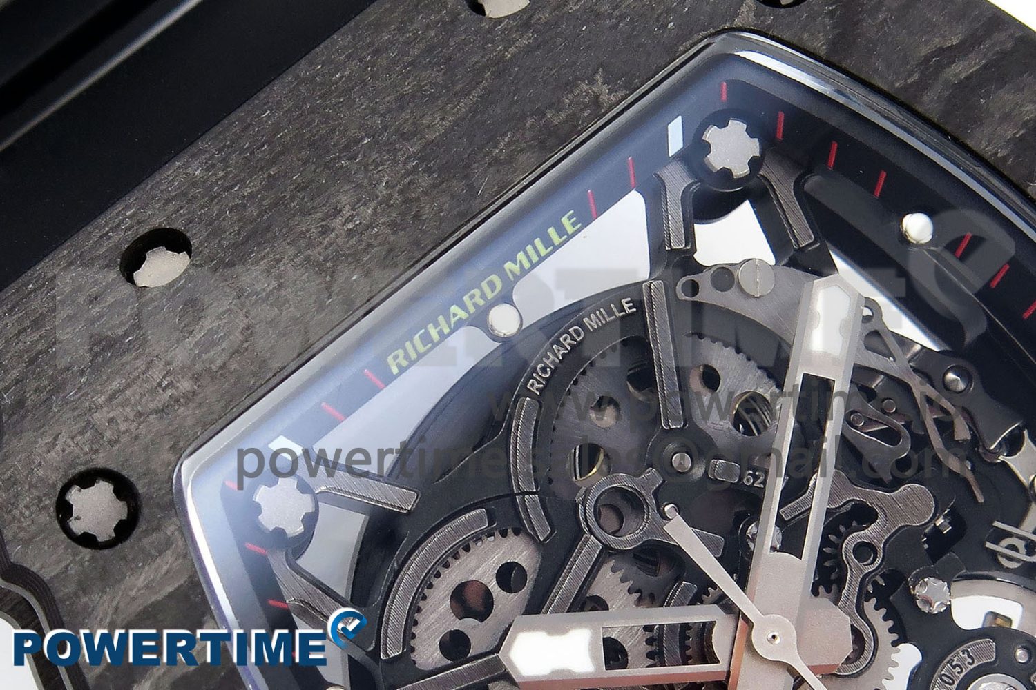 RM035 Black Carbon SONIC Best Edition Skeleton Dial on Black Rubber Strap Clone RMUL2 - Image 4