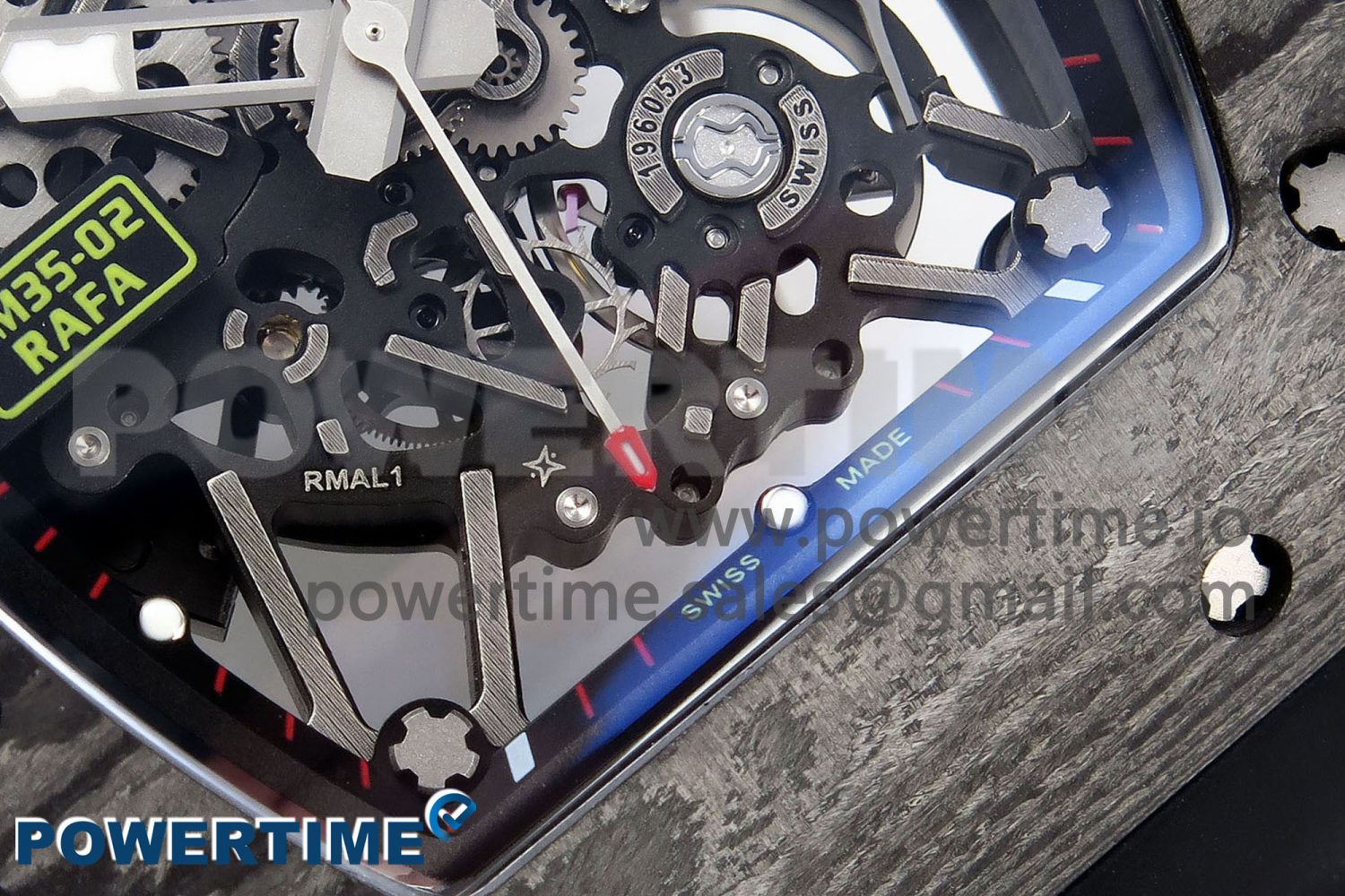RM035 Black Carbon SONIC Best Edition Skeleton Dial on Black Rubber Strap Clone RMUL2 - Image 5