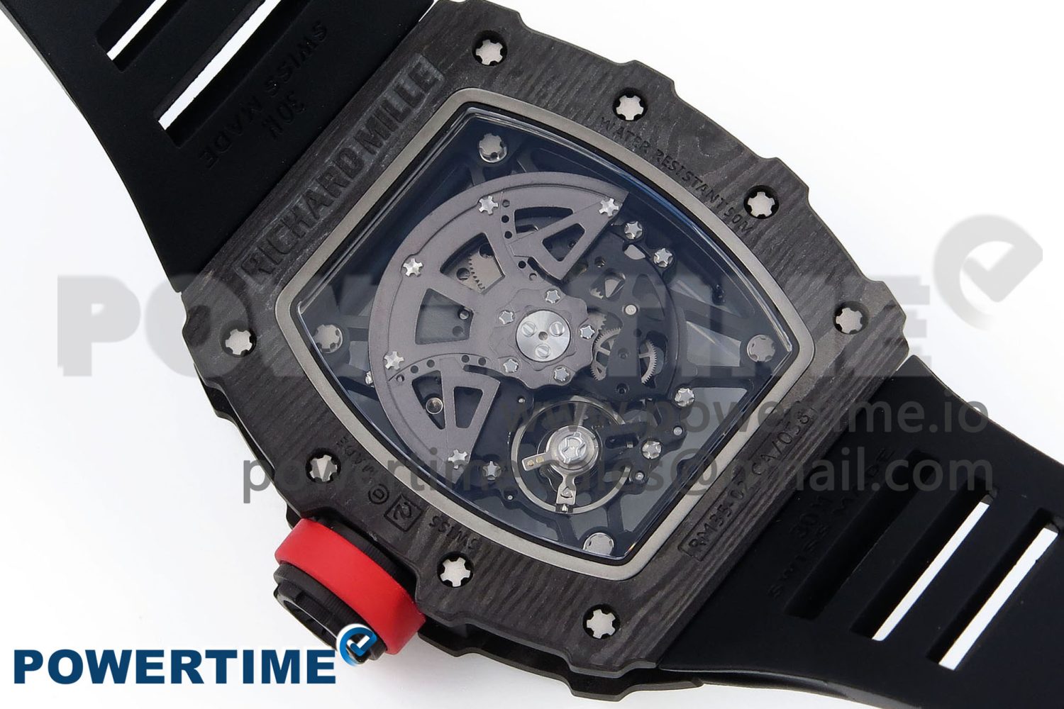 RM035 Black Carbon SONIC Best Edition Skeleton Dial on Black Rubber Strap Clone RMUL2 - Image 8