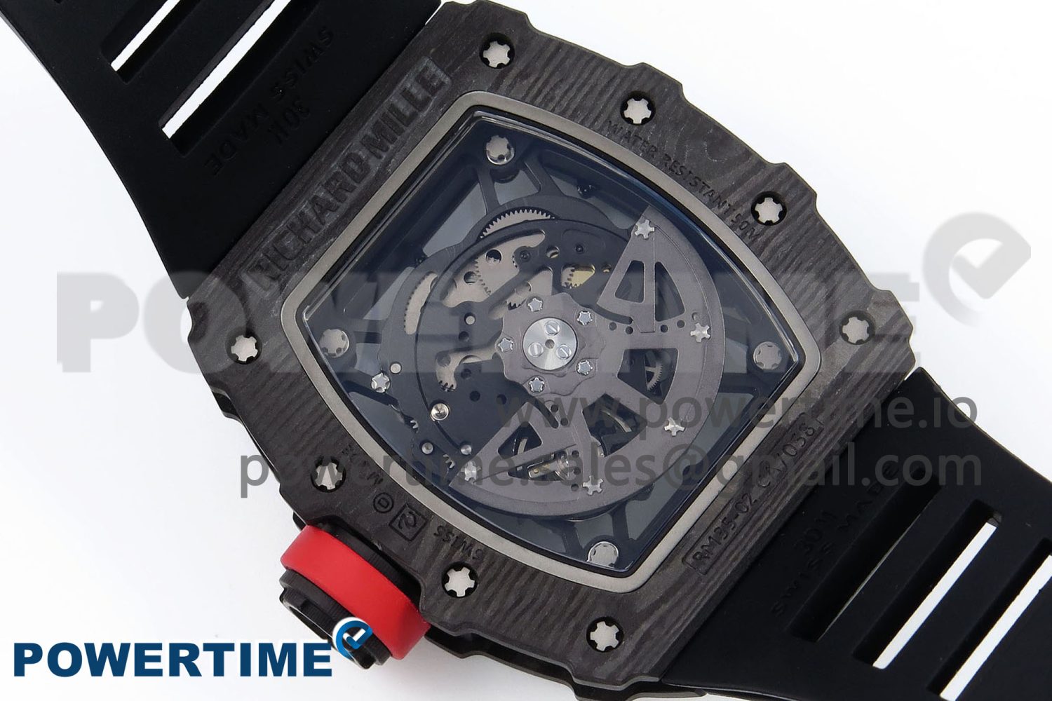 RM035 Black Carbon SONIC Best Edition Skeleton Dial on Black Rubber Strap Clone RMUL2 - Image 9