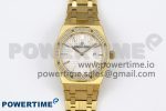 Lady Royal Oak 33mm 67651 Diamonds Bezel YG ZF 1:1 Best Edition White Textured Dial on YG Bracelet RONDA Quartz