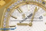 Lady Royal Oak 33mm 67651 Diamonds Bezel YG ZF 1:1 Best Edition White Textured Dial on YG Bracelet RONDA Quartz - Image 4