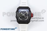 RM035 Black Carbon SONIC Best Edition Skeleton Dial on White Rubber Strap Clone RMUL2