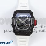 RM035 Black Carbon SONIC Best Edition Skeleton Dial on White Rubber Strap Clone RMUL2