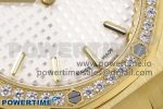 Lady Royal Oak 33mm 67651 Diamonds Bezel YG ZF 1:1 Best Edition White Textured Dial on YG Bracelet RONDA Quartz - Image 5