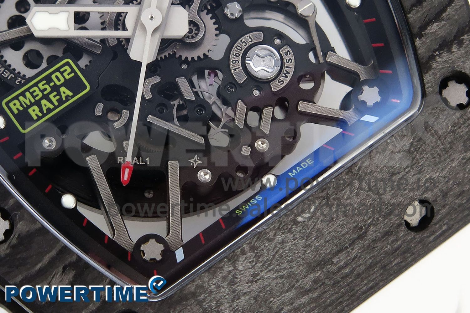 RM035 Black Carbon SONIC Best Edition Skeleton Dial on White Rubber Strap Clone RMUL2 - Image 5