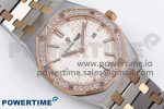 Lady Royal Oak 33mm 67651 Diamonds bezel SS/RG ZF 1:1 Best Edition White Textured Dial on SS/RG Bracelet RONDA Quartz - Image 3
