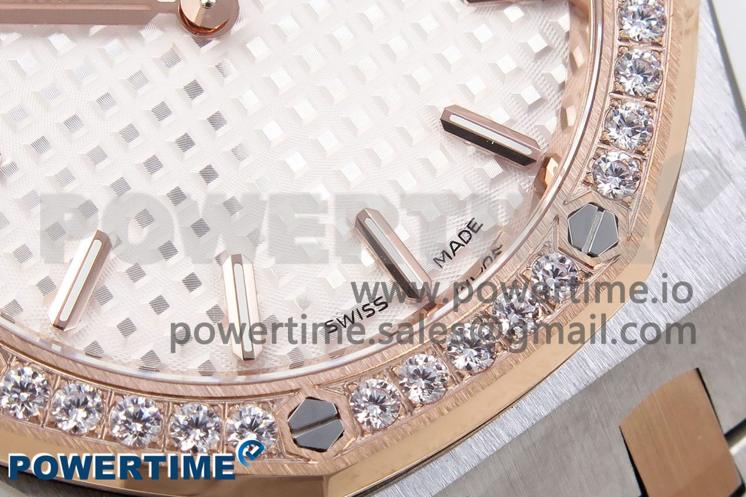 Lady Royal Oak 33mm 67651 Diamonds bezel SS/RG ZF 1:1 Best Edition White Textured Dial on SS/RG Bracelet RONDA Quartz - Image 5