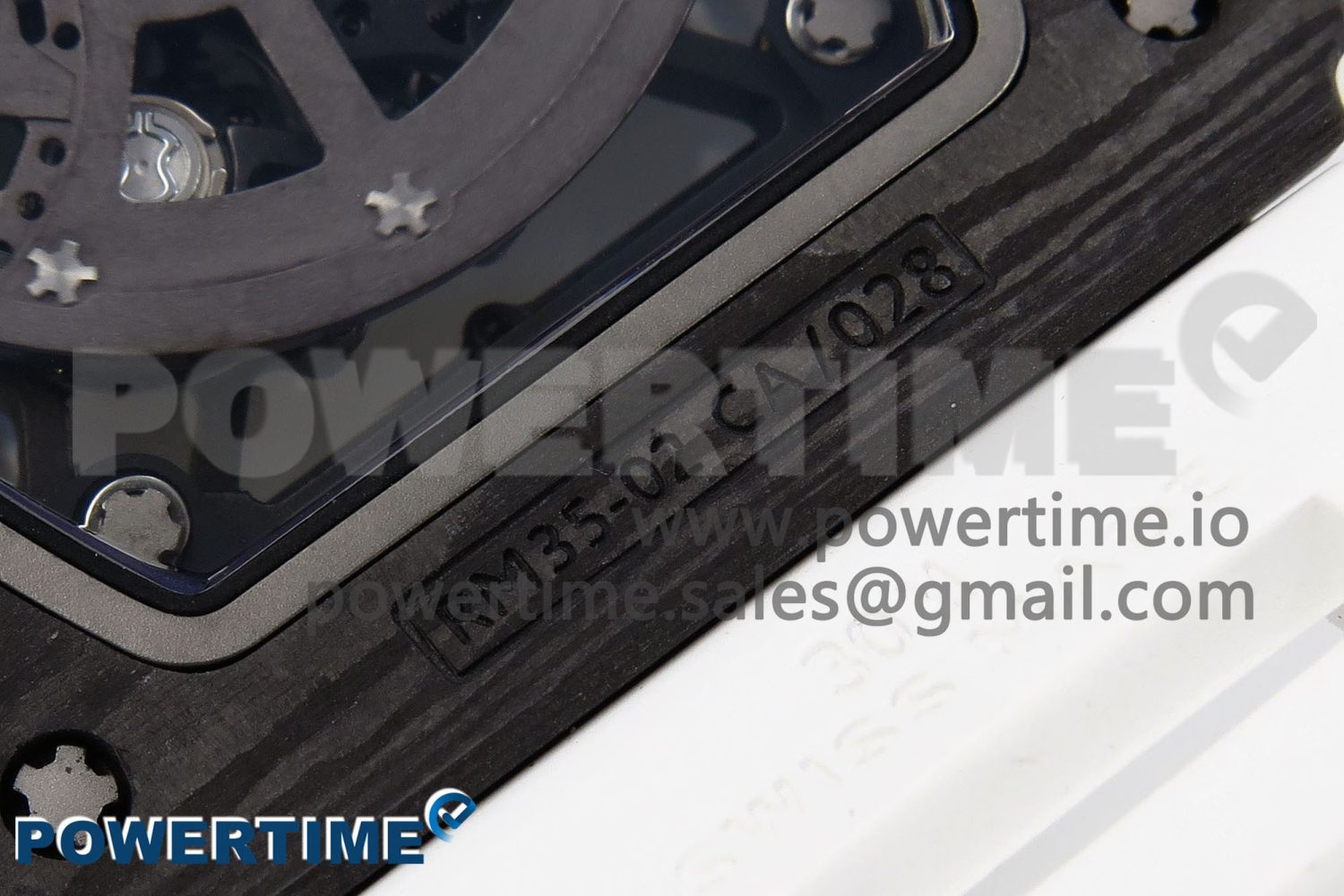 RM035 Black Carbon SONIC Best Edition Skeleton Dial on White Rubber Strap Clone RMUL2 - Image 11