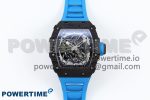 RM035 Black Carbon SONIC Best Edition Skeleton Dial on Blue Rubber Strap Clone RMUL2