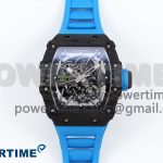RM035 Black Carbon SONIC Best Edition Skeleton Dial on Blue Rubber Strap Clone RMUL2