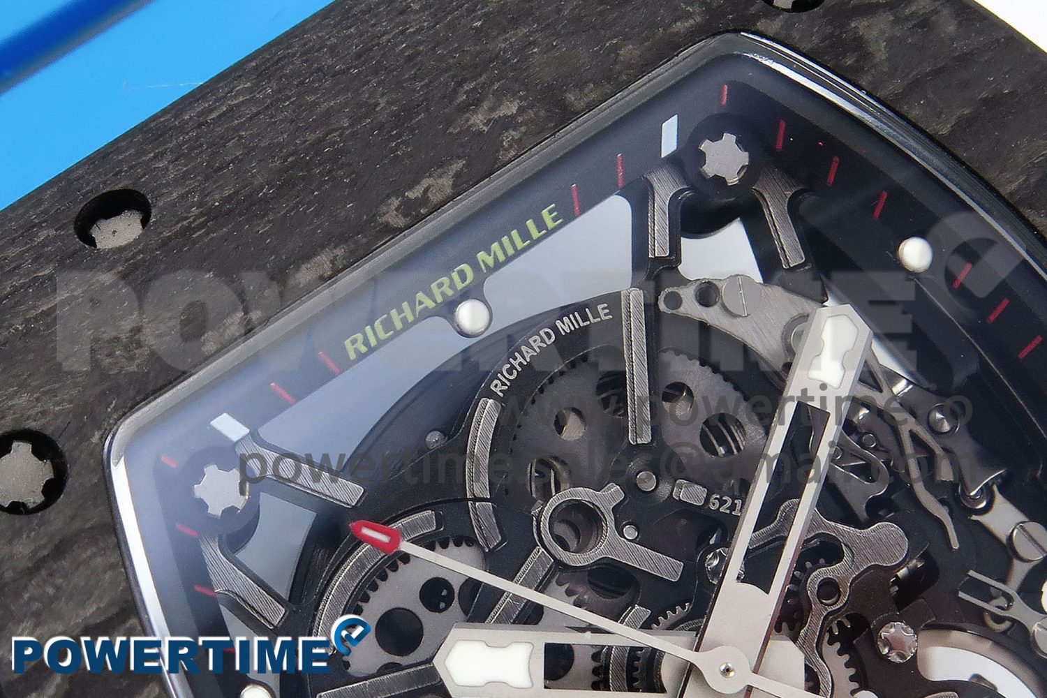 RM035 Black Carbon SONIC Best Edition Skeleton Dial on Blue Rubber Strap Clone RMUL2 - Image 4