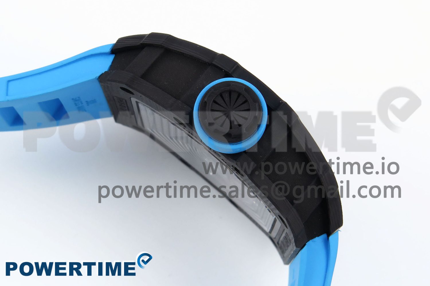 RM035 Black Carbon SONIC Best Edition Skeleton Dial on Blue Rubber Strap Clone RMUL2 - Image 6