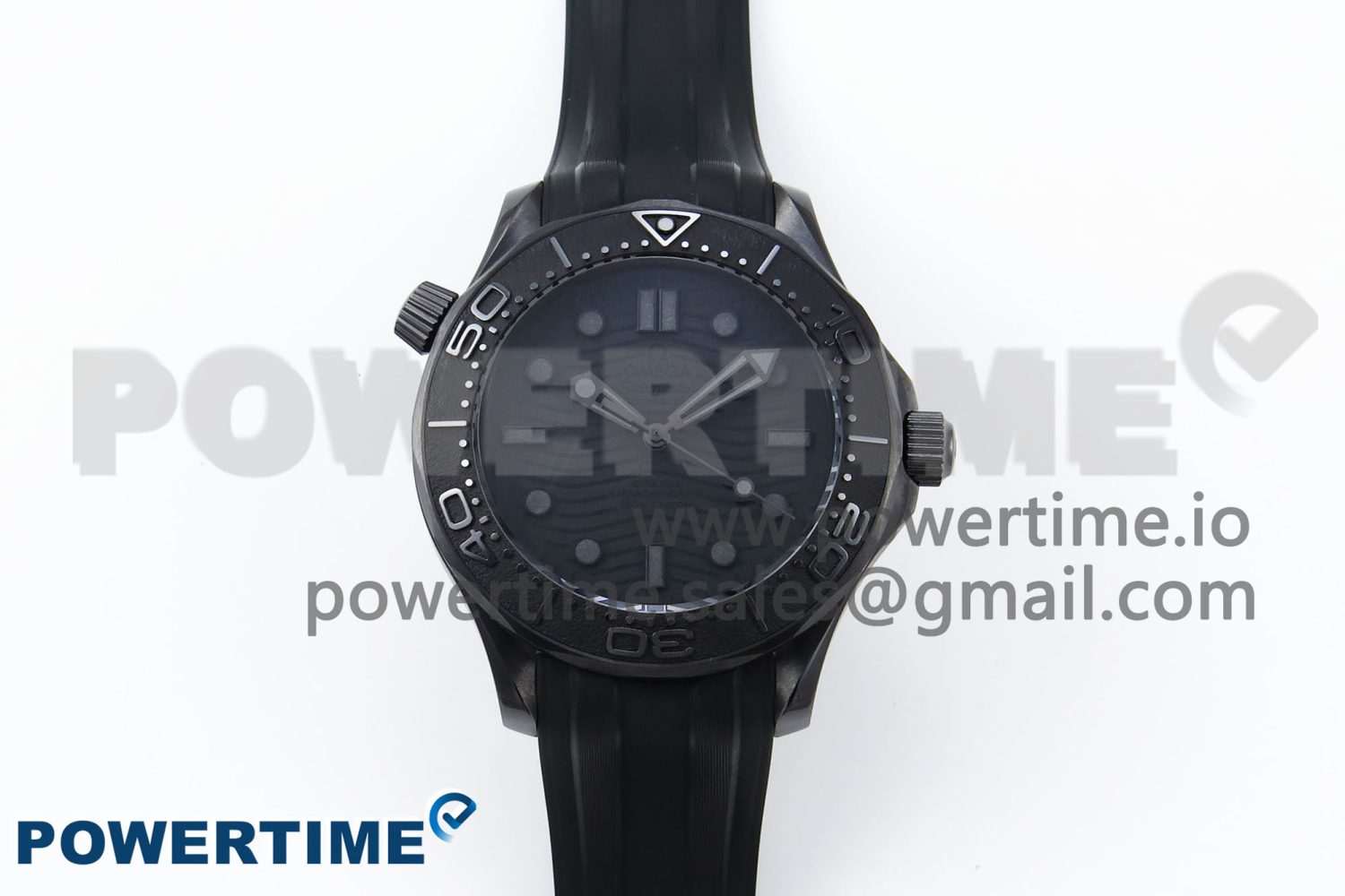 Seamaster 300m 43.5mm Black Ceramic S+F 1:1 Best Edition Black Dial on Black Rubber Strap A8806 - Image 1