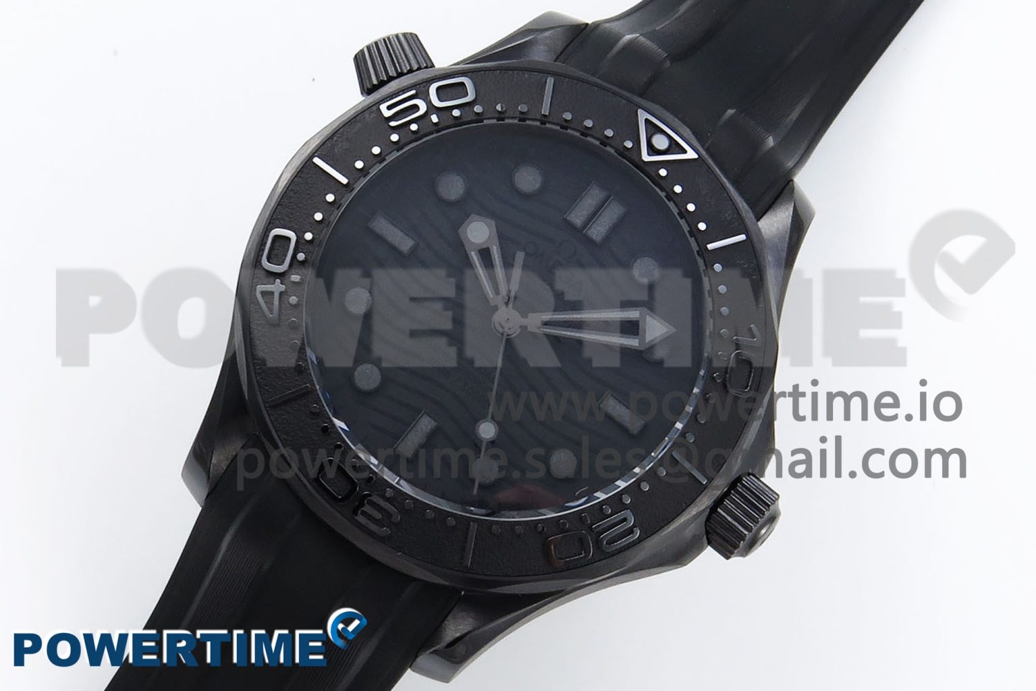 Seamaster 300m 43.5mm Black Ceramic S+F 1:1 Best Edition Black Dial on Black Rubber Strap A8806 - Image 2