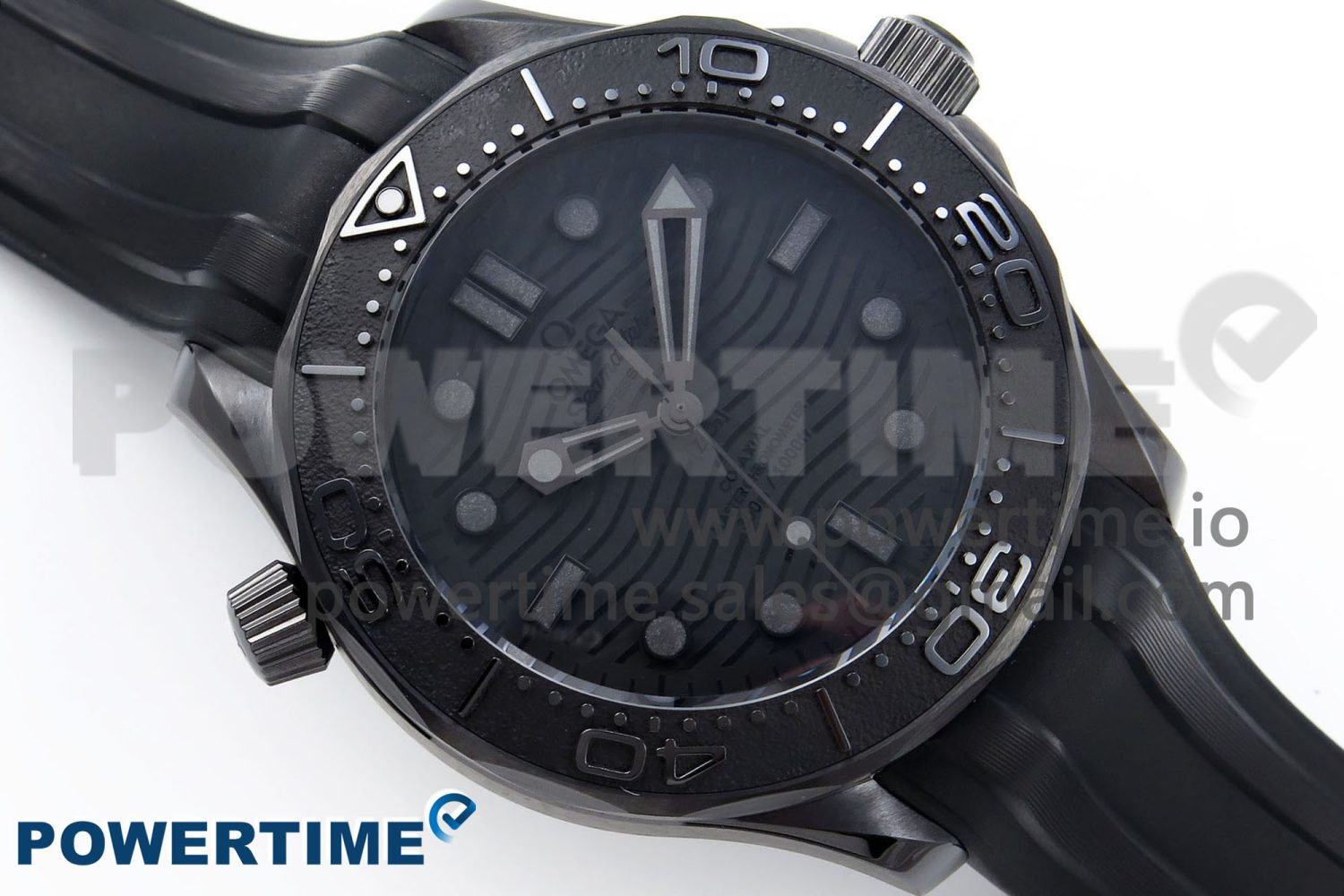 Seamaster 300m 43.5mm Black Ceramic S+F 1:1 Best Edition Black Dial on Black Rubber Strap A8806 - Image 3