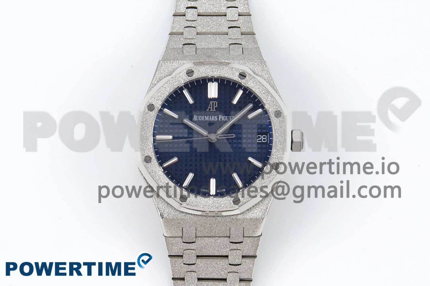Royal Oak 41mm 15500 Frosted SS IPF 1:1 Best Edition Blue Textured Dial on SS Bracelet SA4302 Super Clone - Image 1