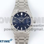 Royal Oak 41mm 15500 Frosted SS IPF 1:1 Best Edition Blue Textured Dial on SS Bracelet SA4302 Super Clone