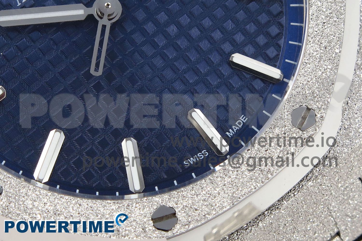 Royal Oak 41mm 15500 Frosted SS IPF 1:1 Best Edition Blue Textured Dial on SS Bracelet SA4302 Super Clone - Image 5