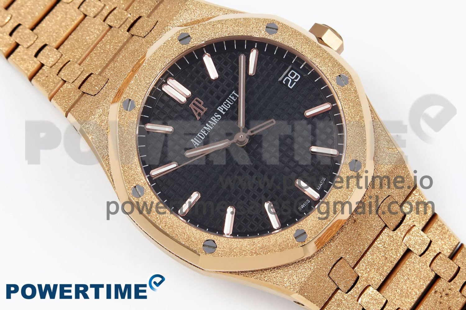 Royal Oak 41mm 15500 Frosted RG IPF 1:1 Best Edition Black Textured Dial on RG Bracelet SA4302 Super Clone - Image 3