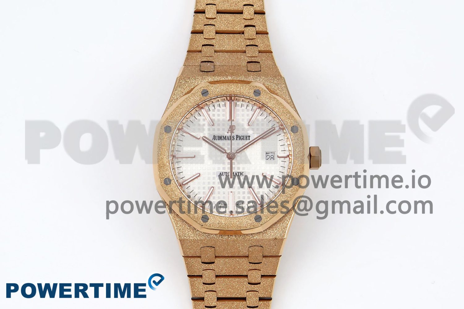 Royal Oak 41mm 15400 Frosted RG IPF 1:1 Best Edition White Textured Dial on RG Bracelet SA3120 Super Clone - Image 1
