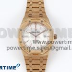 Royal Oak 41mm 15400 Frosted RG IPF 1:1 Best Edition White Textured Dial on RG Bracelet SA3120 Super Clone