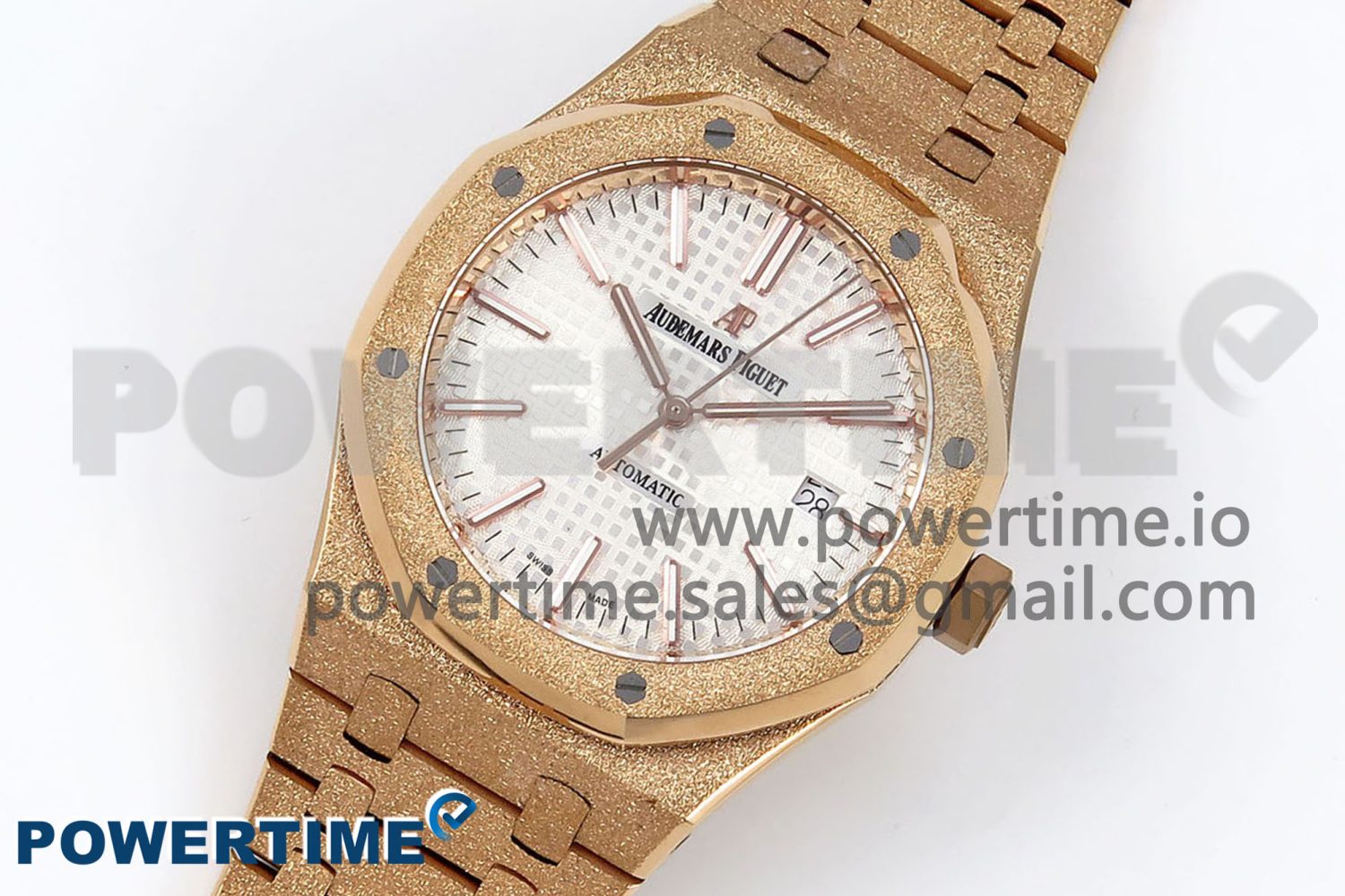 Royal Oak 41mm 15400 Frosted RG IPF 1:1 Best Edition White Textured Dial on RG Bracelet SA3120 Super Clone - Image 2