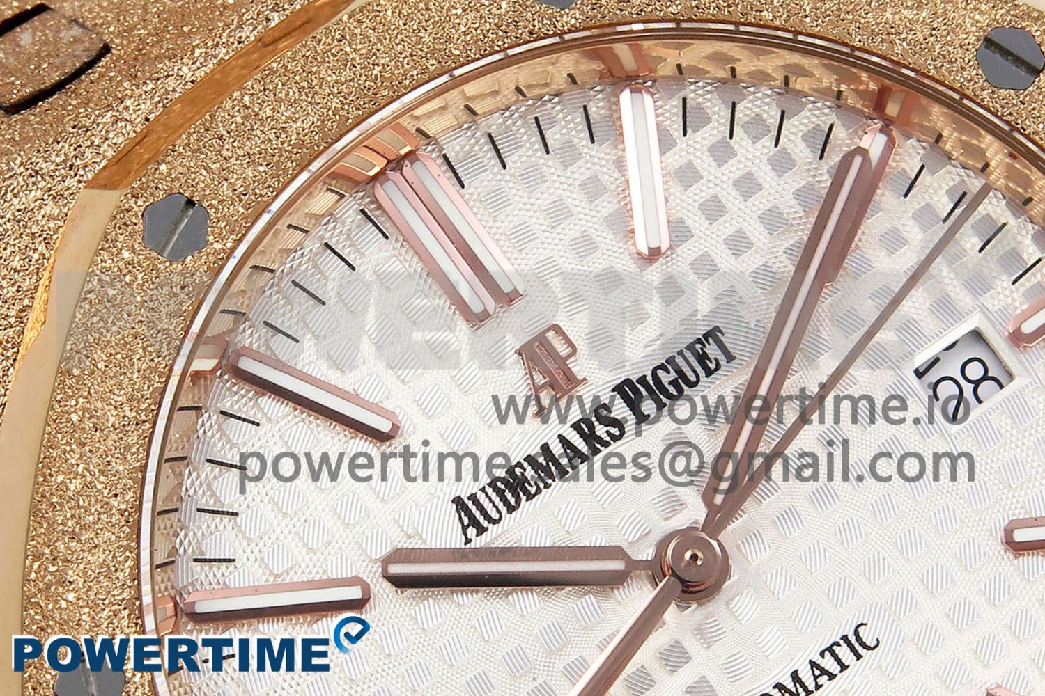 Royal Oak 41mm 15400 Frosted RG IPF 1:1 Best Edition White Textured Dial on RG Bracelet SA3120 Super Clone - Image 4