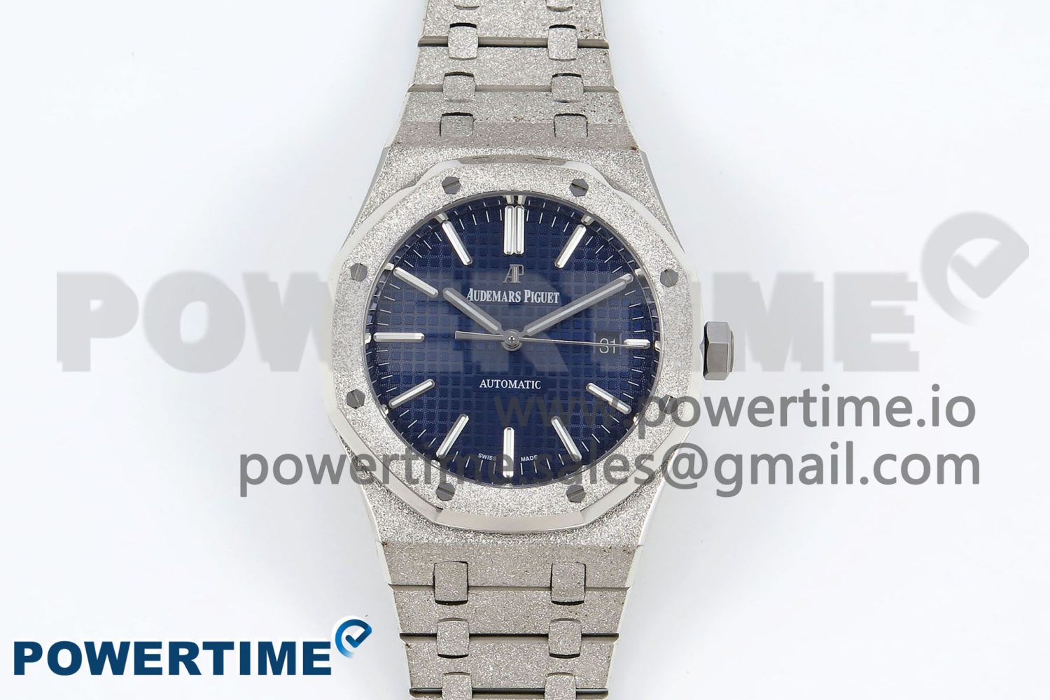 Royal Oak 41mm 15400 Frosted SS IPF 1:1 Best Edition Blue Textured Dial on SS Bracelet SA3120 Super Clone - Image 1
