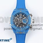 Big Bang Unico Sky Blue Ceramic BBF 1:1 Best Edition Skeleton Dial on Blue/White Rubber Strap A1280