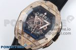 Spirit of Big Bang Sang Bleu RG Full Diamonds BLSF Edition Skeleton Dial on Black Rubber Strap A7750 - Image 2