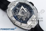 Spirit of Big Bang Sang Bleu SS Full Diamonds BLSF Edition Skeleton Dial on Black Rubber Strap A7750 - Image 3