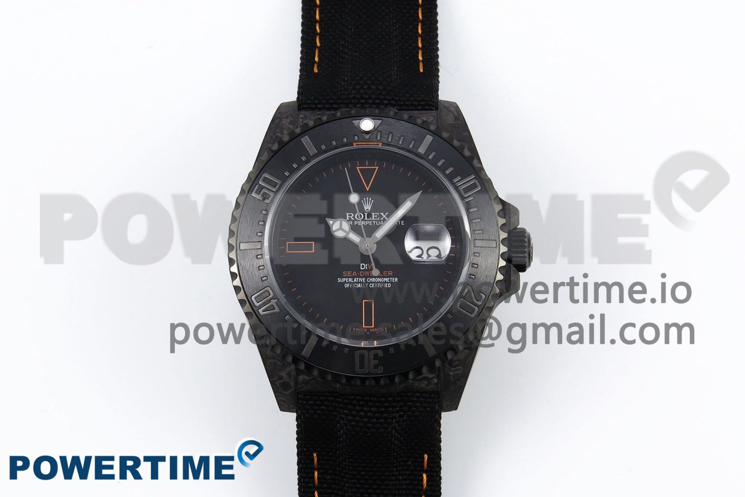 Sea Dweller 43mm Carbon DIWF Best Edition Black Dial Orange Markers on Black Nylon Strap A2824 - Image 1