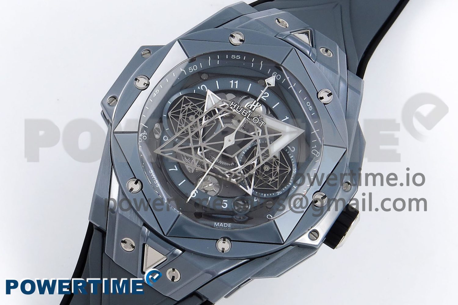 Big Bang Sang Bleu II Gray Ceramic BBF Best Edition on Gray Rubber Strap A1240 - Image 2