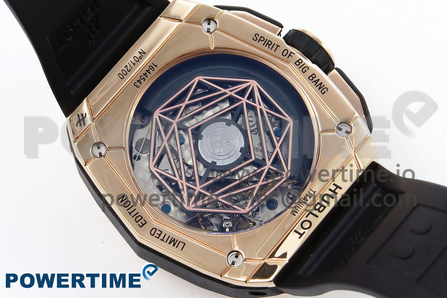 Spirit of Big Bang Sang Bleu RG Full Diamonds BLSF Edition Skeleton Dial on Black Rubber Strap A7750 - Image 8