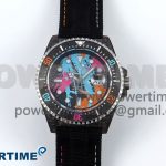 Sea Dweller 43mm Carbon DIWF Best Edition Graffiti Dial on Black Nylon Strap A2824