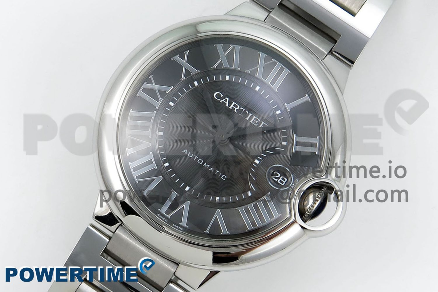 Ballon Bleu 40mm SS CHF 1:1 Best Edition Grey Texture Dial on SS Bracelet A2824 - Image 2
