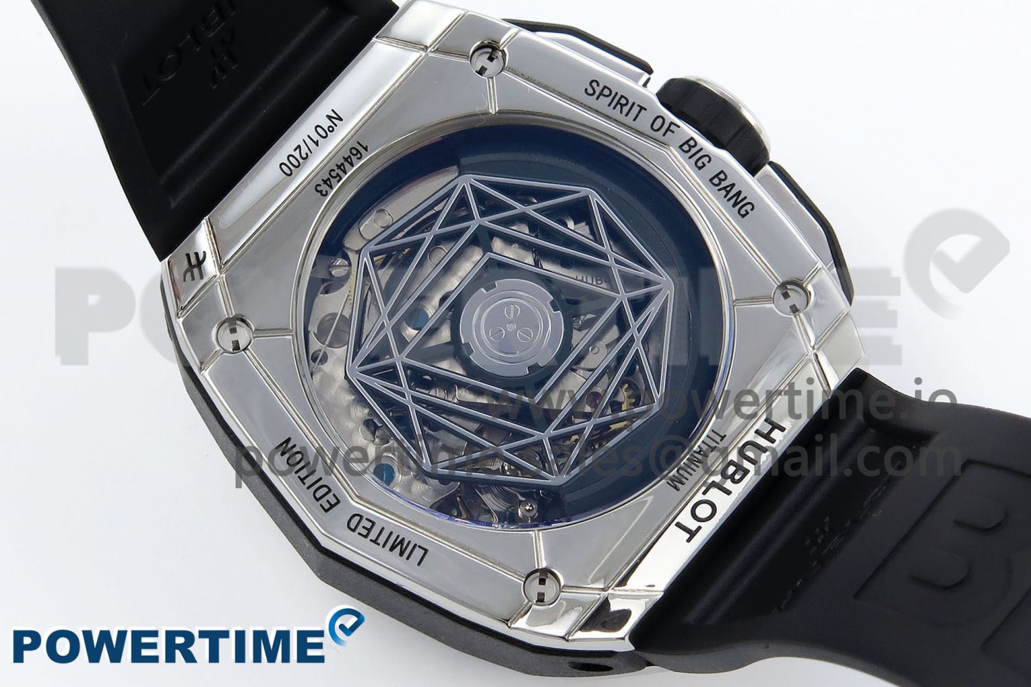Spirit of Big Bang Sang Bleu SS Full Diamonds BLSF Edition Skeleton Dial on Black Rubber Strap A7750 - Image 8