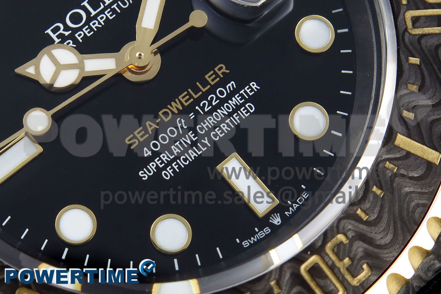 Sea Dweller 43mm Carbon DIWF Best Edition Black Dial YG Bezel on Black Nylon Strap A2824 - Image 5