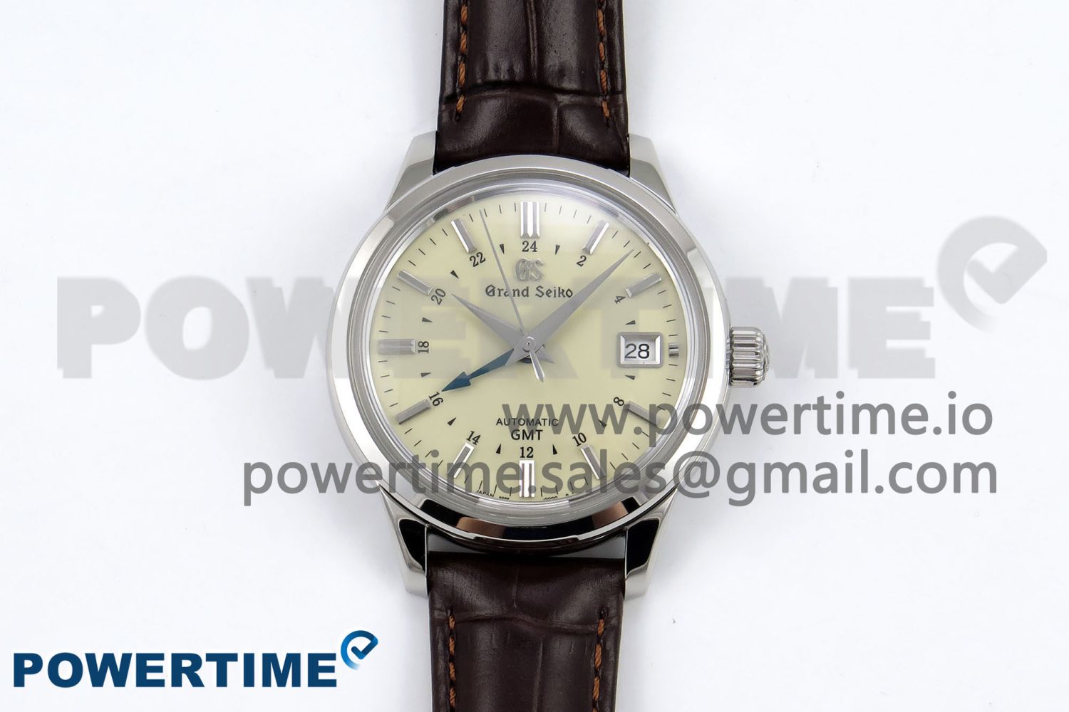 Grand Seiko Elegance GMT SS GSF 1:1 Best Edition Cream Dial on Brown Leather Strap NH34 - Image 1