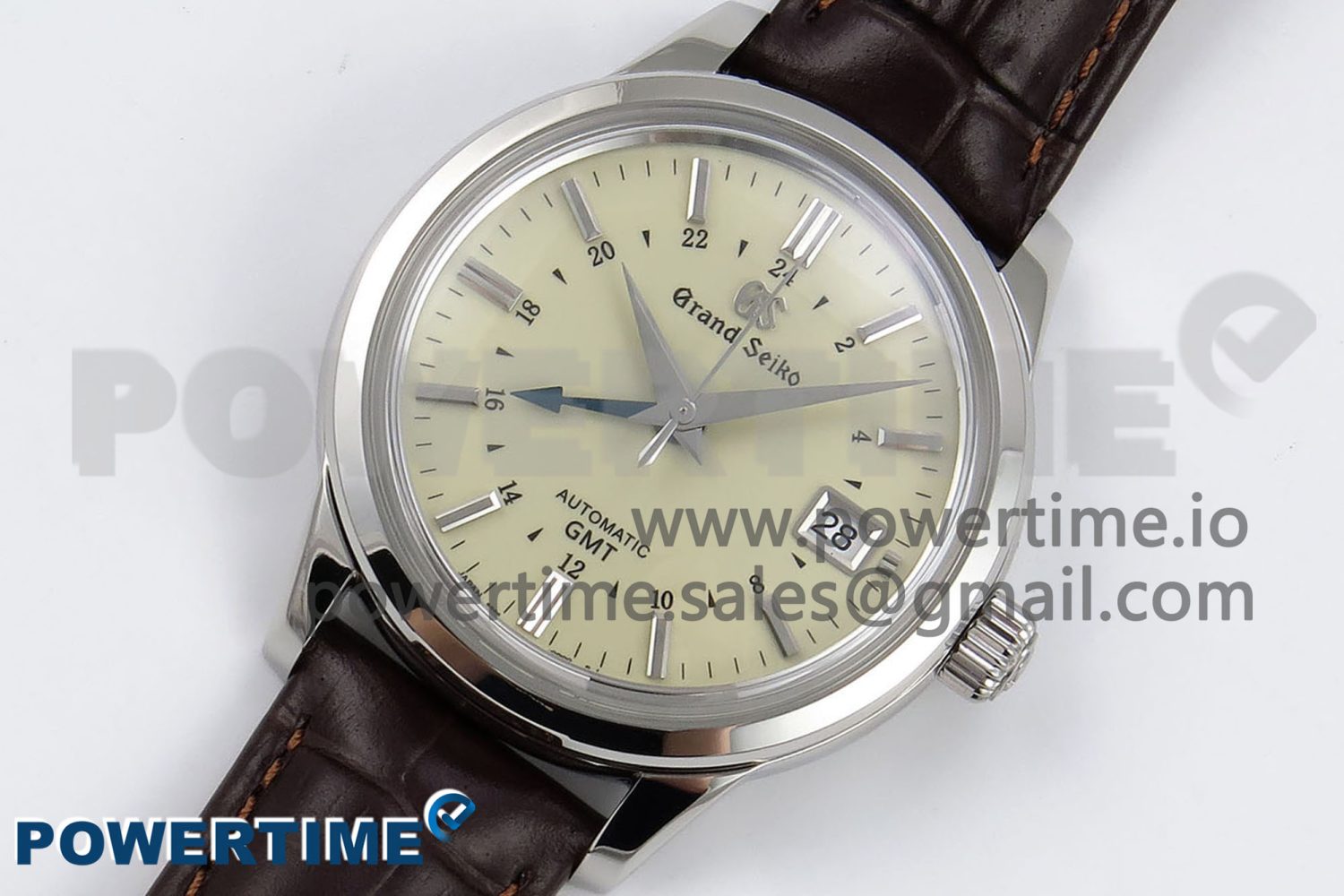 Grand Seiko Elegance GMT SS GSF 1:1 Best Edition Cream Dial on Brown Leather Strap NH34 - Image 2