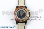 Daytona DIW Carbon Case DIWF Edition Black/White Dial Orange Diamonds Bezel on White Nylon Strap A7750