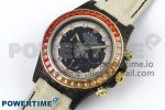 Daytona DIW Carbon Case DIWF Edition Black/White Dial Orange Diamonds Bezel on White Nylon Strap A7750 - Image 2