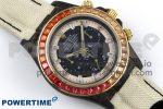 Daytona DIW Carbon Case DIWF Edition Black/White Dial Orange Diamonds Bezel on White Nylon Strap A7750 - Image 3