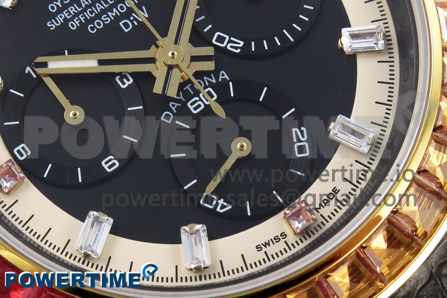 Daytona DIW Carbon Case DIWF Edition Black/White Dial Orange Diamonds Bezel on White Nylon Strap A7750 - Image 5