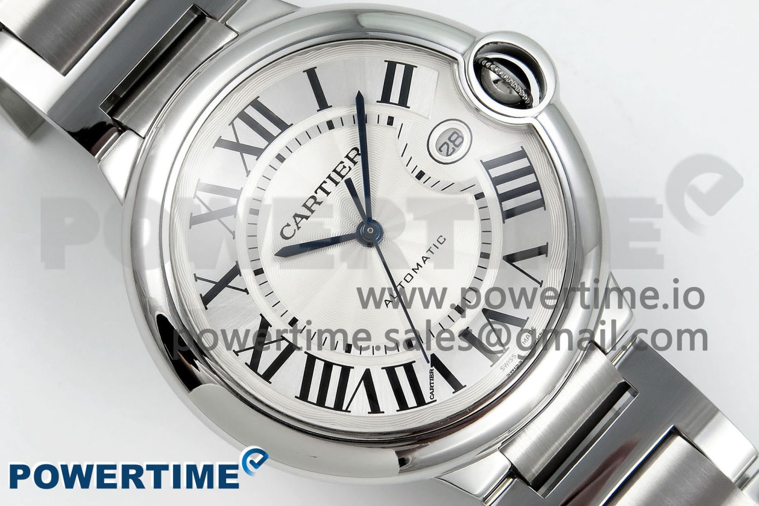 Ballon Bleu 42mm SS CHF 1:1 Best Edition White Texture Dial on SS Bracelet A2824 - Image 3